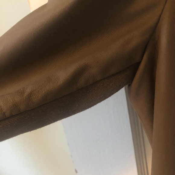 Vince taupe leather drape front jacket size xs - Picture 3 of 8